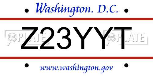 Z23YYT District Of Columbia License Plate