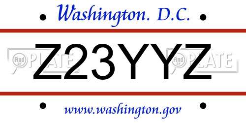 Z23YYZ District Of Columbia License Plate