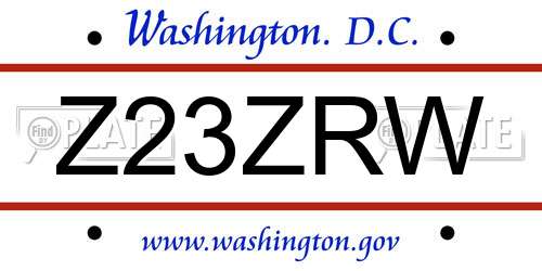 Z23ZRW District Of Columbia License Plate