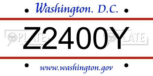 Z2400Y District Of Columbia License Plate