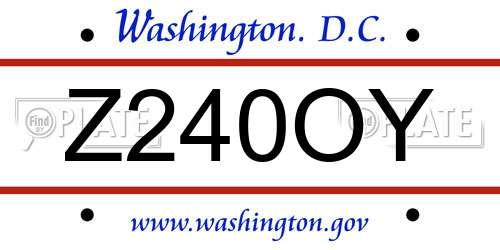 Z240OY District Of Columbia License Plate