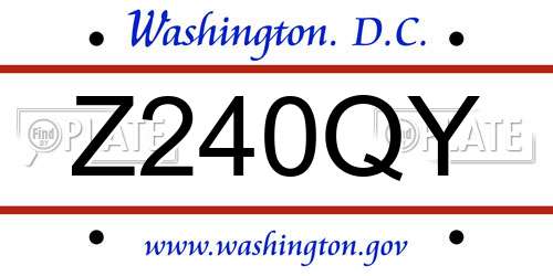 Z240QY District Of Columbia License Plate