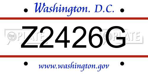 Z2426G District Of Columbia License Plate