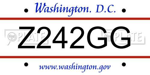 Z242GG District Of Columbia License Plate