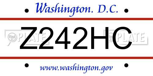Z242HC District Of Columbia License Plate