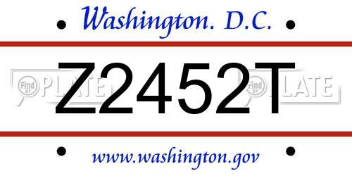 Z2452T District Of Columbia License Plate