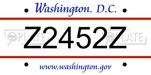 Z2452Z District Of Columbia License Plate