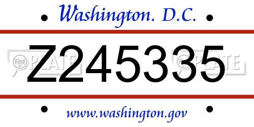 Z245335 District Of Columbia License Plate