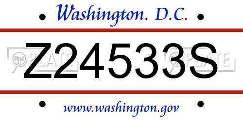 Z24533S District Of Columbia License Plate