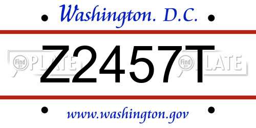 Z2457T District Of Columbia License Plate
