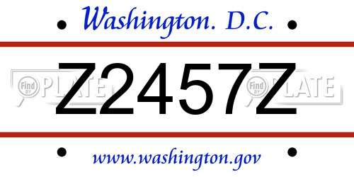 Z2457Z District Of Columbia License Plate