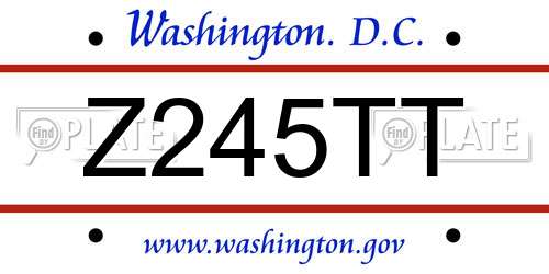 Z245TT District Of Columbia License Plate