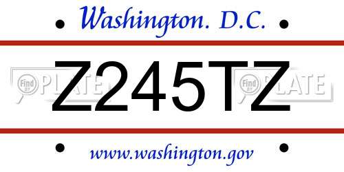 Z245TZ District Of Columbia License Plate