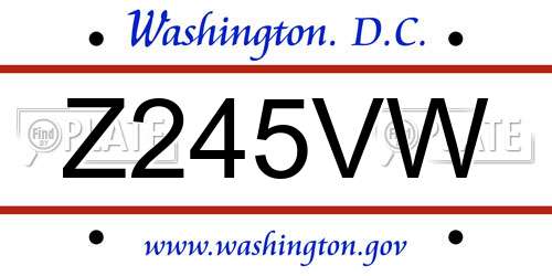 Z245VW District Of Columbia License Plate