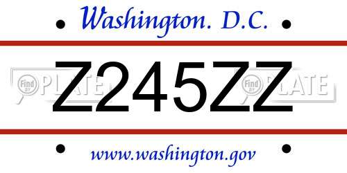 Z245ZZ District Of Columbia License Plate