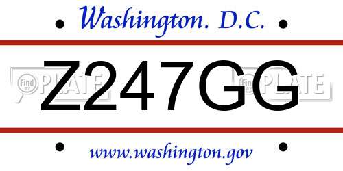 Z247GG District Of Columbia License Plate