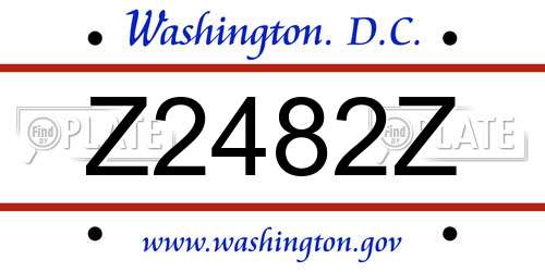 Z2482Z District Of Columbia License Plate
