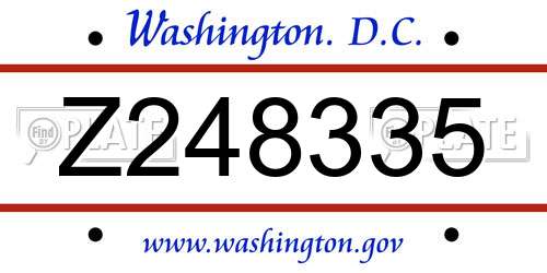 Z248335 District Of Columbia License Plate