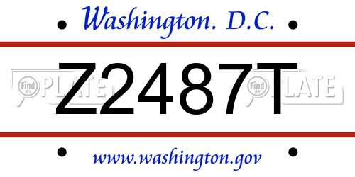 Z2487T District Of Columbia License Plate