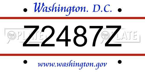 Z2487Z District Of Columbia License Plate