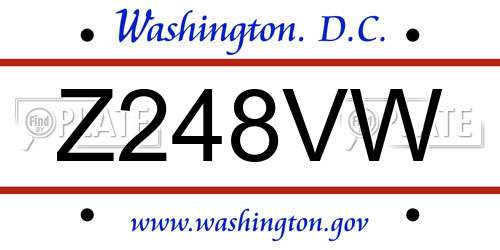 Z248VW District Of Columbia License Plate