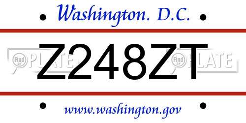 Z248ZT District Of Columbia License Plate