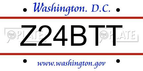 Z24BTT District Of Columbia License Plate