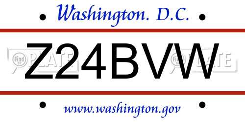 Z24BVW District Of Columbia License Plate