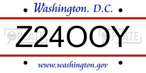 Z24OOY District Of Columbia License Plate