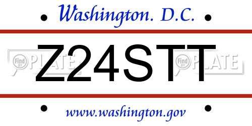 Z24STT District Of Columbia License Plate