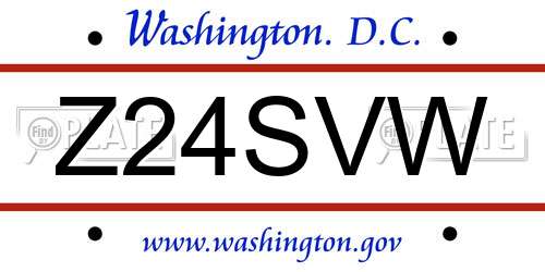 Z24SVW District Of Columbia License Plate