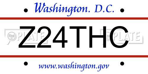 Z24THC District Of Columbia License Plate