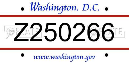 Z250266 District Of Columbia License Plate