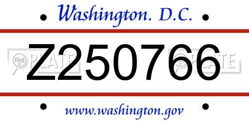 Z250766 District Of Columbia License Plate