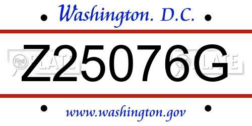 Z25076G District Of Columbia License Plate