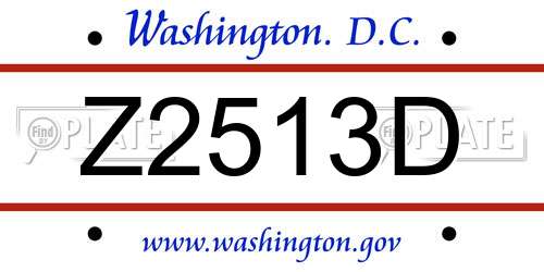 Z2513D District Of Columbia License Plate