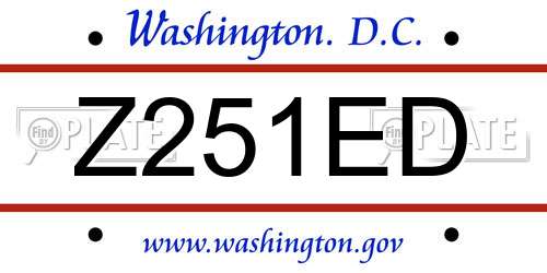 Z251ED District Of Columbia License Plate