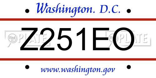 Z251EO District Of Columbia License Plate