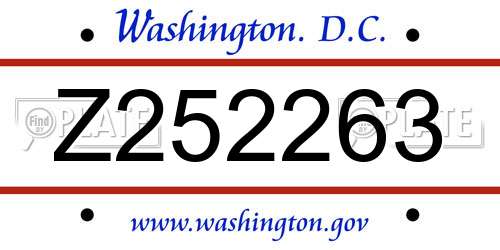 Z252263 District Of Columbia License Plate