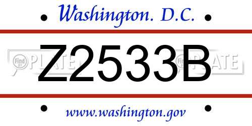 Z2533B District Of Columbia License Plate