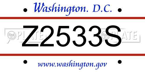 Z2533S District Of Columbia License Plate