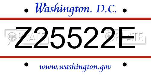 Z25522E District Of Columbia License Plate