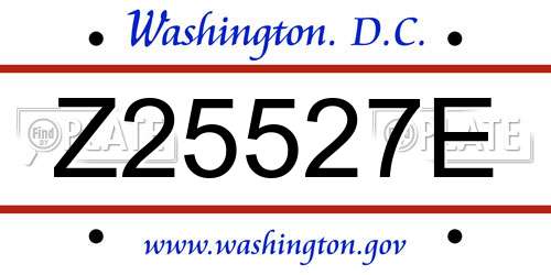 Z25527E District Of Columbia License Plate