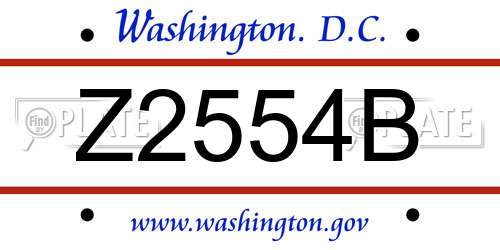 Z2554B District Of Columbia License Plate