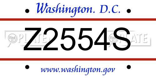Z2554S District Of Columbia License Plate