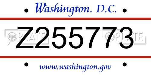 Z255773 District Of Columbia License Plate
