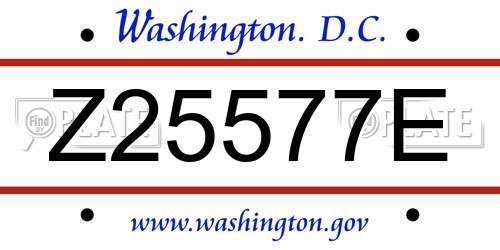 Z25577E District Of Columbia License Plate