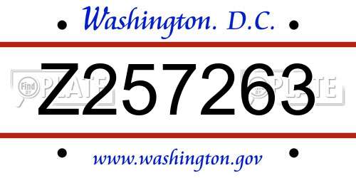 Z257263 District Of Columbia License Plate