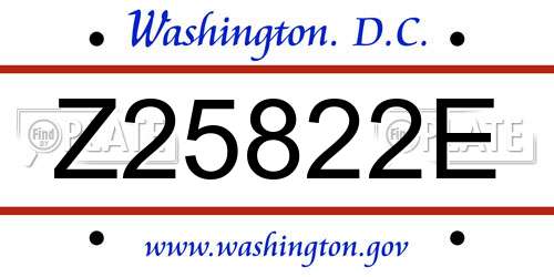 Z25822E District Of Columbia License Plate