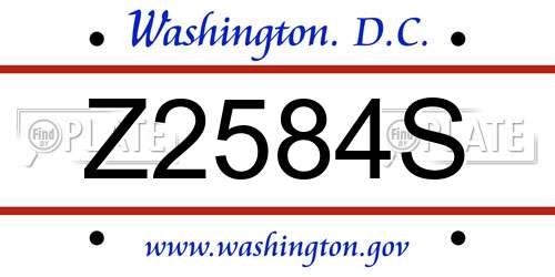 Z2584S District Of Columbia License Plate